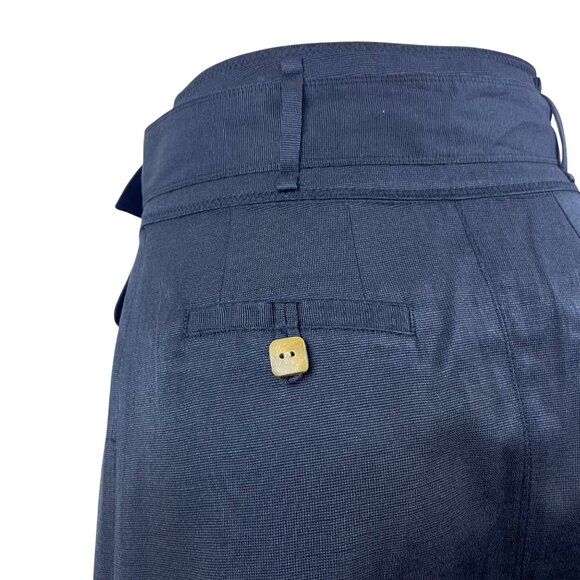 Women’s Grey Cotton High Waist Belted Skirt With Buttons - Picture 5 of 7